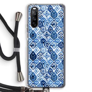 CaseCompany Blauw motief: Sony Sony Xperia 10 III Transparant Hoesje met koord
