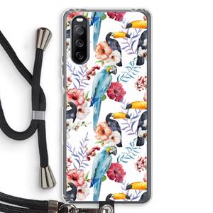 CaseCompany Bloemen tukan: Sony Sony Xperia 10 III Transparant Hoesje met koord