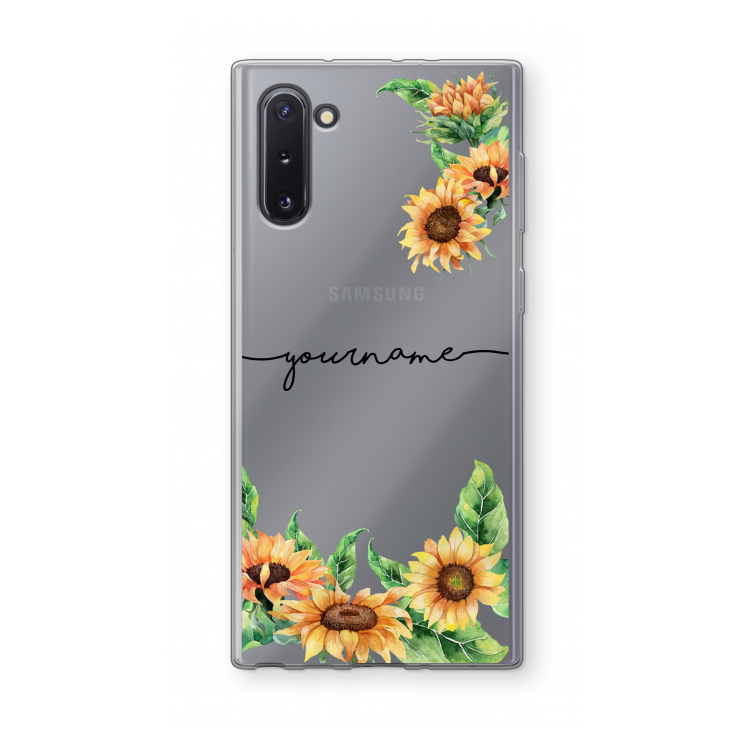 CaseCompany Zonnebloemen: Samsung Galaxy Note 10 Transparant Hoesje