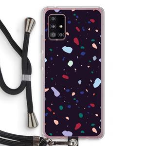 CaseCompany Dark Rounded Terrazzo: Samsung Galaxy A51 5G Transparant Hoesje met koord