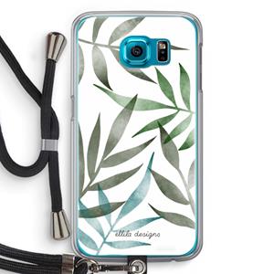CaseCompany Tropical watercolor leaves: Samsung Galaxy S6 Transparant Hoesje met koord