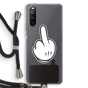 CaseCompany Middle finger white: Sony Sony Xperia 10 III Transparant Hoesje met koord