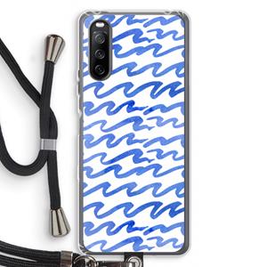 CaseCompany Blauwe golven: Sony Sony Xperia 10 III Transparant Hoesje met koord