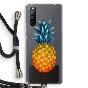CaseCompany Grote ananas: Sony Sony Xperia 10 III Transparant Hoesje met koord