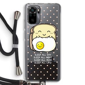 CaseCompany Sleep All Day: Xiaomi Redmi Note 10 Pro Transparant Hoesje met koord