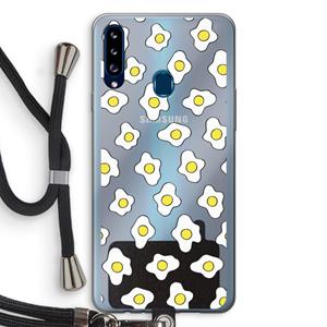 CaseCompany Spiegeleitjes: Samsung Galaxy A20s Transparant Hoesje met koord