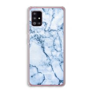 CaseCompany Blauw marmer: Samsung Galaxy A51 5G Transparant Hoesje