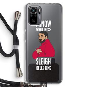 CaseCompany Sleigh Bells Ring: Xiaomi Redmi Note 10 Pro Transparant Hoesje met koord