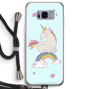 CaseCompany Regenboog eenhoorn: Samsung Galaxy S8 Transparant Hoesje met koord