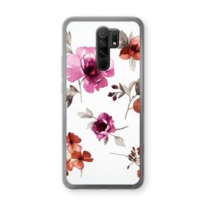 CaseCompany Geschilderde bloemen: Xiaomi Redmi 9 Transparant Hoesje