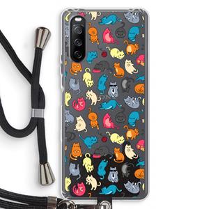 CaseCompany Kleurrijke katten: Sony Sony Xperia 10 III Transparant Hoesje met koord