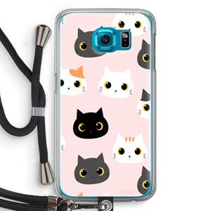CaseCompany Katten: Samsung Galaxy S6 Transparant Hoesje met koord