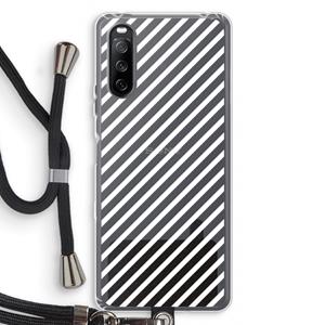 CaseCompany Strepen zwart-wit: Sony Sony Xperia 10 III Transparant Hoesje met koord