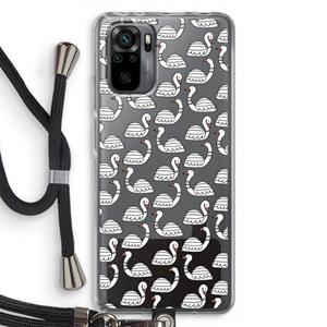 CaseCompany Zwanen: Xiaomi Redmi Note 10 Pro Transparant Hoesje met koord