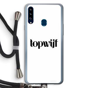 CaseCompany Topwijf Wit: Samsung Galaxy A20s Transparant Hoesje met koord