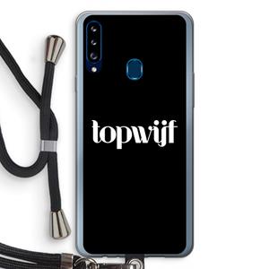 CaseCompany Topwijf Zwart: Samsung Galaxy A20s Transparant Hoesje met koord