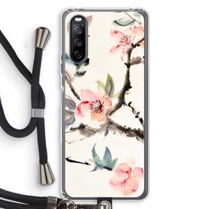 CaseCompany Japanse bloemen: Sony Sony Xperia 10 III Transparant Hoesje met koord