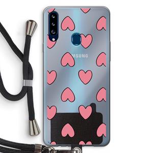 CaseCompany Ondersteboven verliefd: Samsung Galaxy A20s Transparant Hoesje met koord