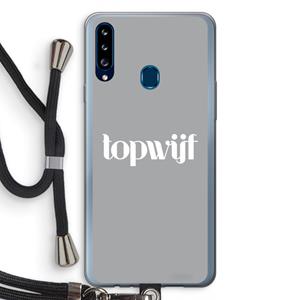 CaseCompany Topwijf Grijs Wit: Samsung Galaxy A20s Transparant Hoesje met koord