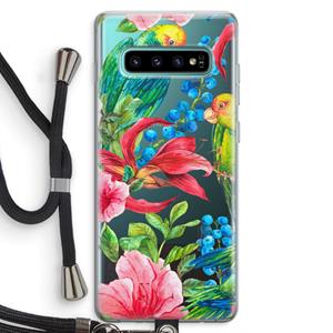 CaseCompany Papegaaien: Samsung Galaxy S10 Plus Transparant Hoesje met koord