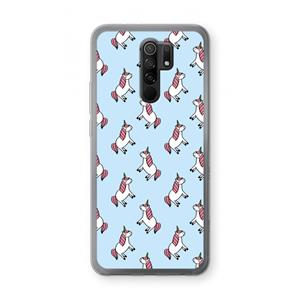 CaseCompany Eenhoorns overal: Xiaomi Redmi 9 Transparant Hoesje