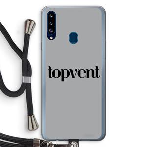 CaseCompany Topvent Grijs Zwart: Samsung Galaxy A20s Transparant Hoesje met koord