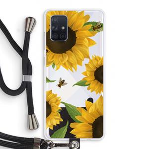 CaseCompany Sunflower and bees: Samsung Galaxy A71 Transparant Hoesje met koord