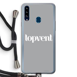 CaseCompany Topvent Grijs Wit: Samsung Galaxy A20s Transparant Hoesje met koord