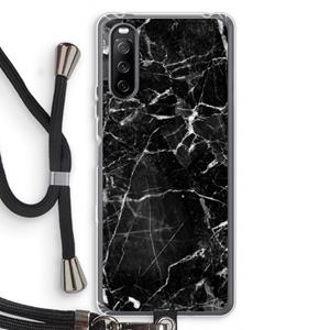 CaseCompany Zwart Marmer 2: Sony Sony Xperia 10 III Transparant Hoesje met koord