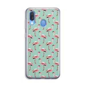 CaseCompany Flamingoprint groen: Samsung Galaxy A40 Transparant Hoesje