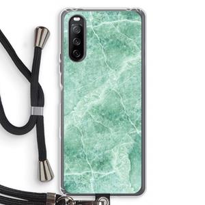 CaseCompany Groen marmer: Sony Sony Xperia 10 III Transparant Hoesje met koord