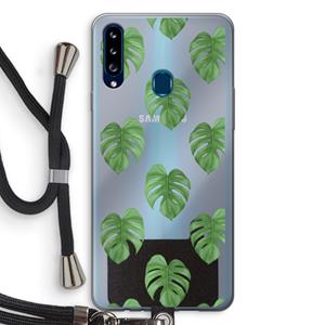 CaseCompany Monstera leaves: Samsung Galaxy A20s Transparant Hoesje met koord