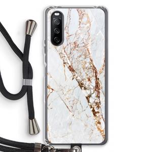 CaseCompany Goud marmer: Sony Sony Xperia 10 III Transparant Hoesje met koord
