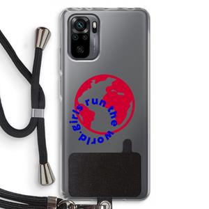 CaseCompany Run The World: Xiaomi Redmi Note 10 Pro Transparant Hoesje met koord