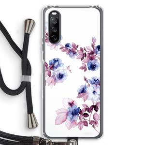CaseCompany Waterverf bloemen: Sony Sony Xperia 10 III Transparant Hoesje met koord