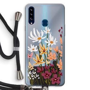 CaseCompany Painted wildflowers: Samsung Galaxy A20s Transparant Hoesje met koord