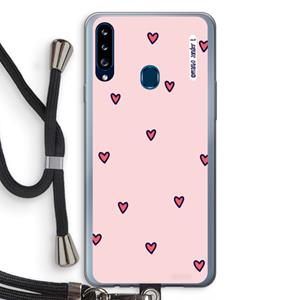 CaseCompany Hartjes: Samsung Galaxy A20s Transparant Hoesje met koord