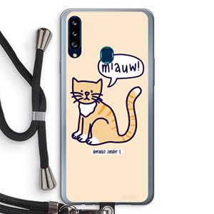 CaseCompany Miauw: Samsung Galaxy A20s Transparant Hoesje met koord