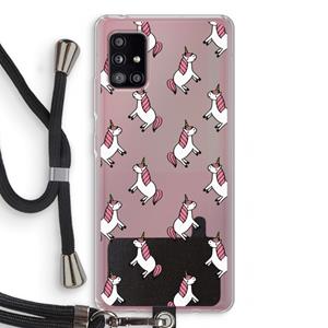 CaseCompany Eenhoorns overal: Samsung Galaxy A51 5G Transparant Hoesje met koord