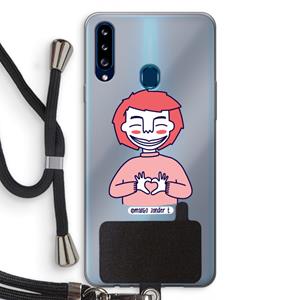CaseCompany Hartje: Samsung Galaxy A20s Transparant Hoesje met koord