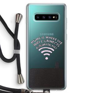 CaseCompany Home Is Where The Wifi Is: Samsung Galaxy S10 Plus Transparant Hoesje met koord