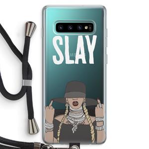 CaseCompany Slay All Day: Samsung Galaxy S10 Plus Transparant Hoesje met koord