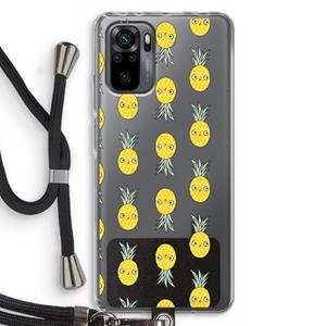 CaseCompany Ananas: Xiaomi Redmi Note 10 Pro Transparant Hoesje met koord