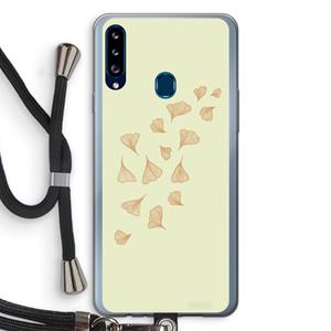 CaseCompany Falling Leaves: Samsung Galaxy A20s Transparant Hoesje met koord