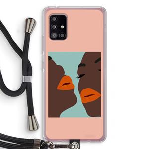 CaseCompany Orange lips: Samsung Galaxy A51 5G Transparant Hoesje met koord