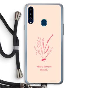 CaseCompany Where flowers bloom: Samsung Galaxy A20s Transparant Hoesje met koord