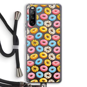 CaseCompany Pink donuts: Sony Sony Xperia 10 III Transparant Hoesje met koord