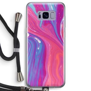 CaseCompany Paarse stroom: Samsung Galaxy S8 Transparant Hoesje met koord