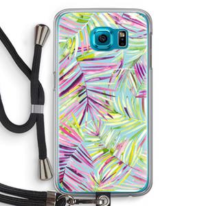 CaseCompany Tropical Palms Blue: Samsung Galaxy S6 Transparant Hoesje met koord