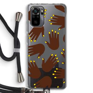 CaseCompany Hands dark: Xiaomi Redmi Note 10 Pro Transparant Hoesje met koord